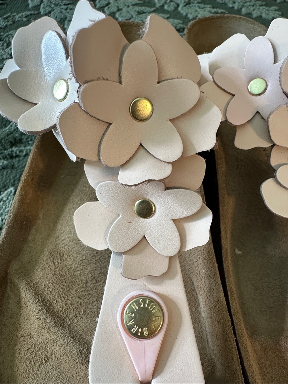 Birkenstock Gizeh Pink Floral Leather Thong Sandals - Picture 2 of 9